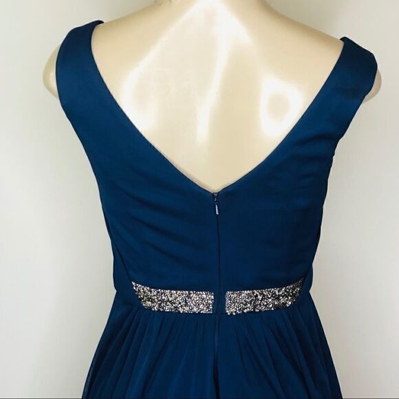 David’s Bridal blue beaded Mesh Dress - Picture 3 of 9